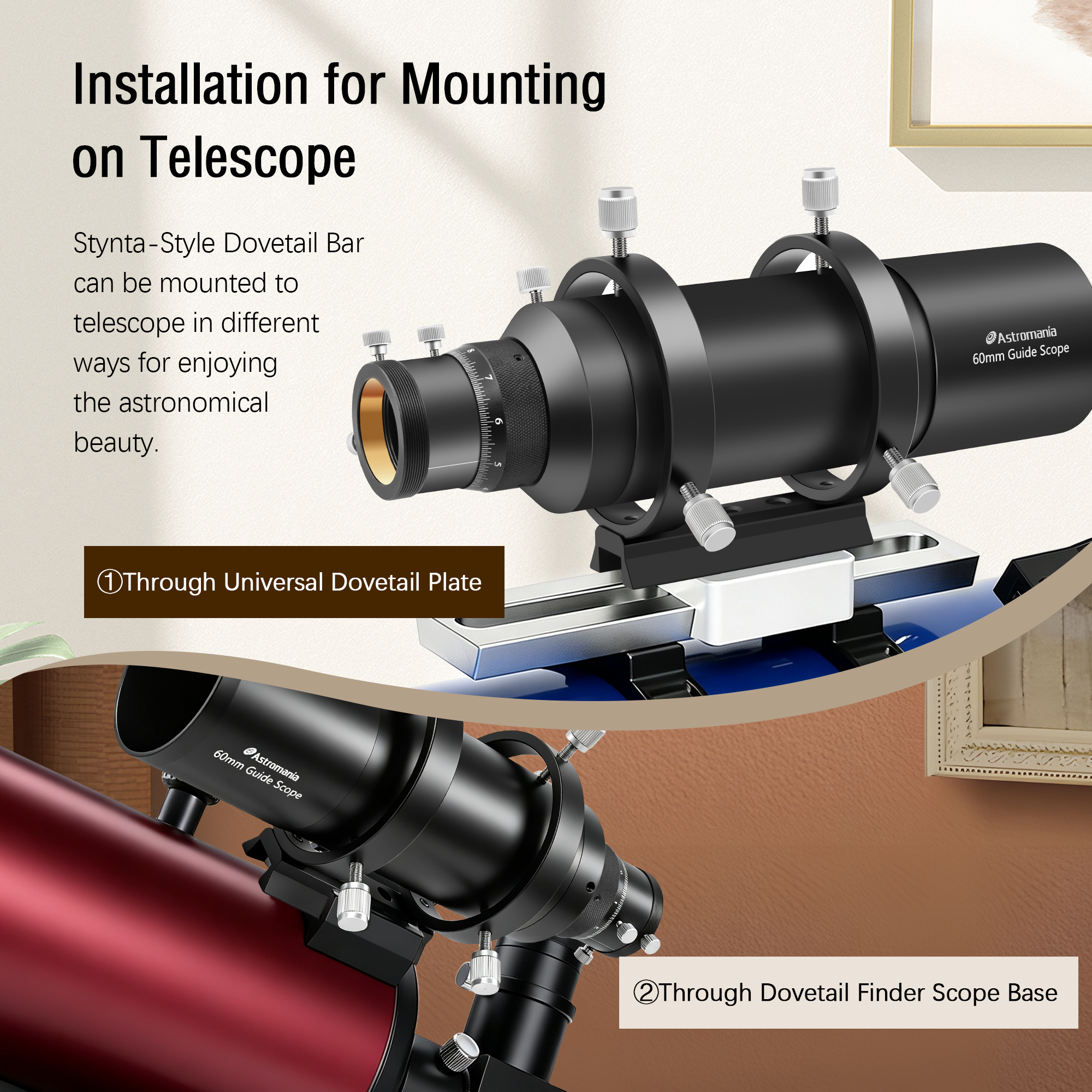 Astromania Finder Scope Dovetail Mount Plate, Dovetail Bar Finder Scope Base Finderscope Guidescope Bracket Rail Plate Holder, Telescope Accessories Fit Dovetail Mounting Base on Most Astronomical Telescopes