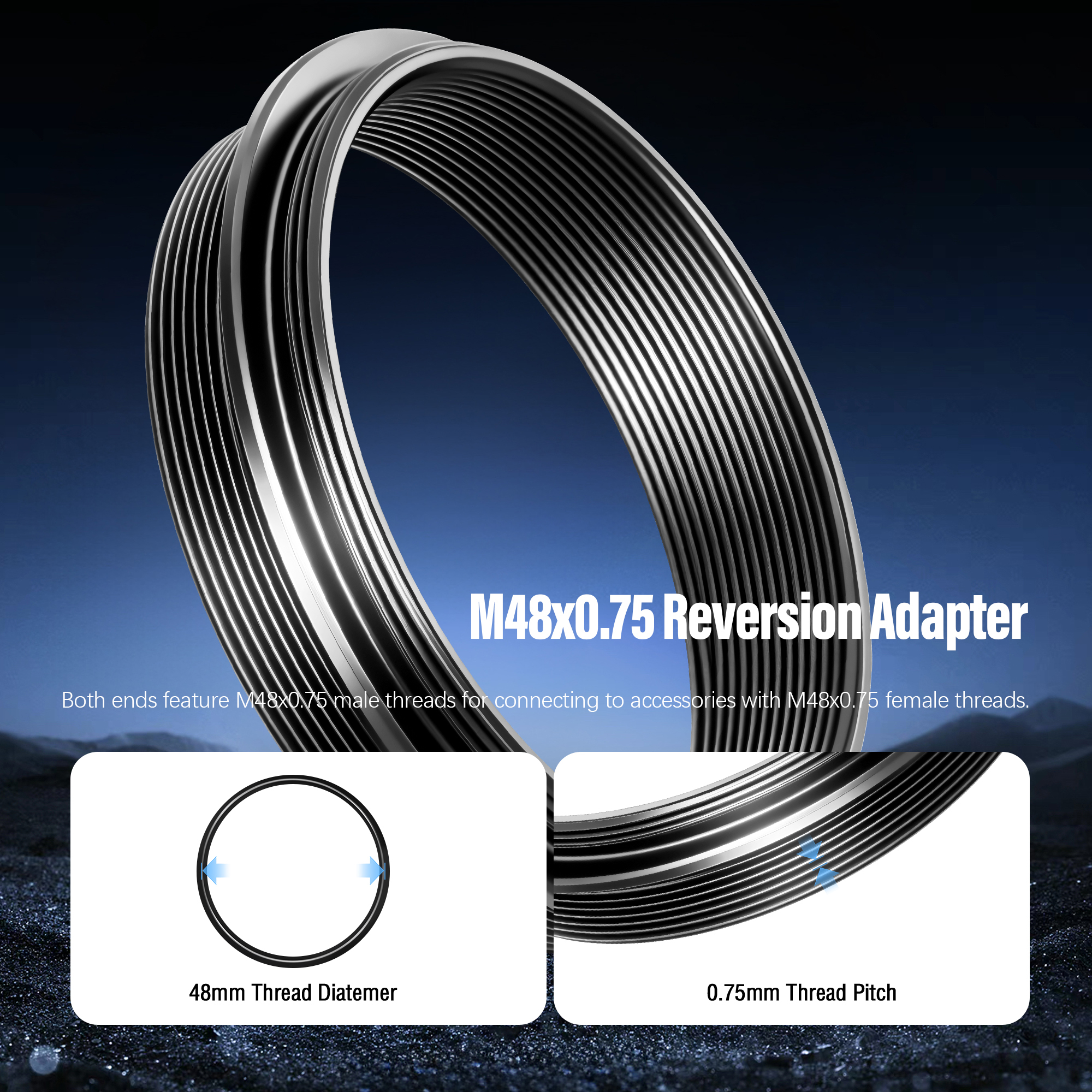 Astromania M48X0.75 Male to M48X0.75 Male Thread Telescope Adapter