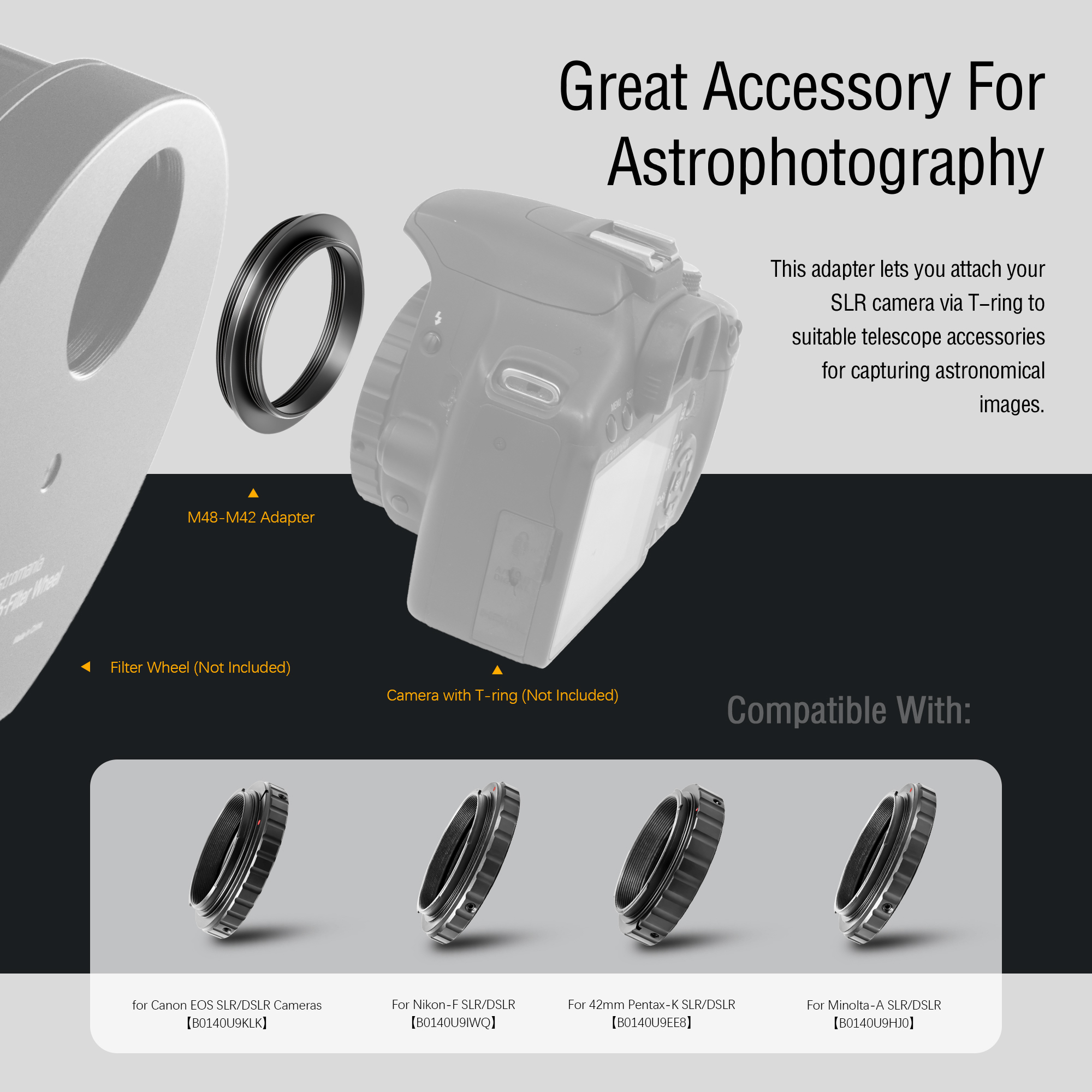 Astromania M48X0.75 Male to M42X0.75 Male Telescope Adapter