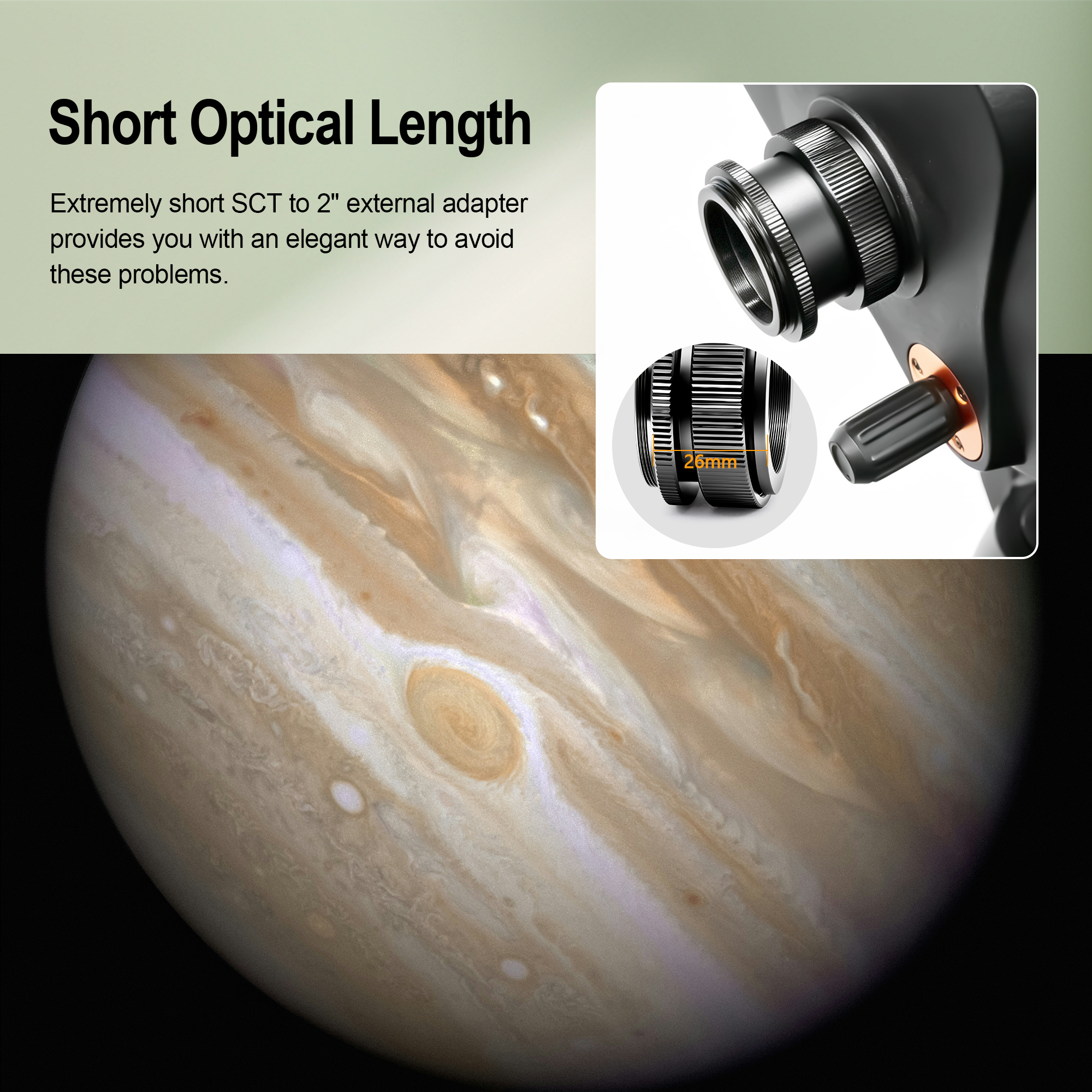 Astromania SCT Adapter for 2" SCT Diagonals - convert compatible push-in (refractor) type diagonals into a standard SCT diagonal