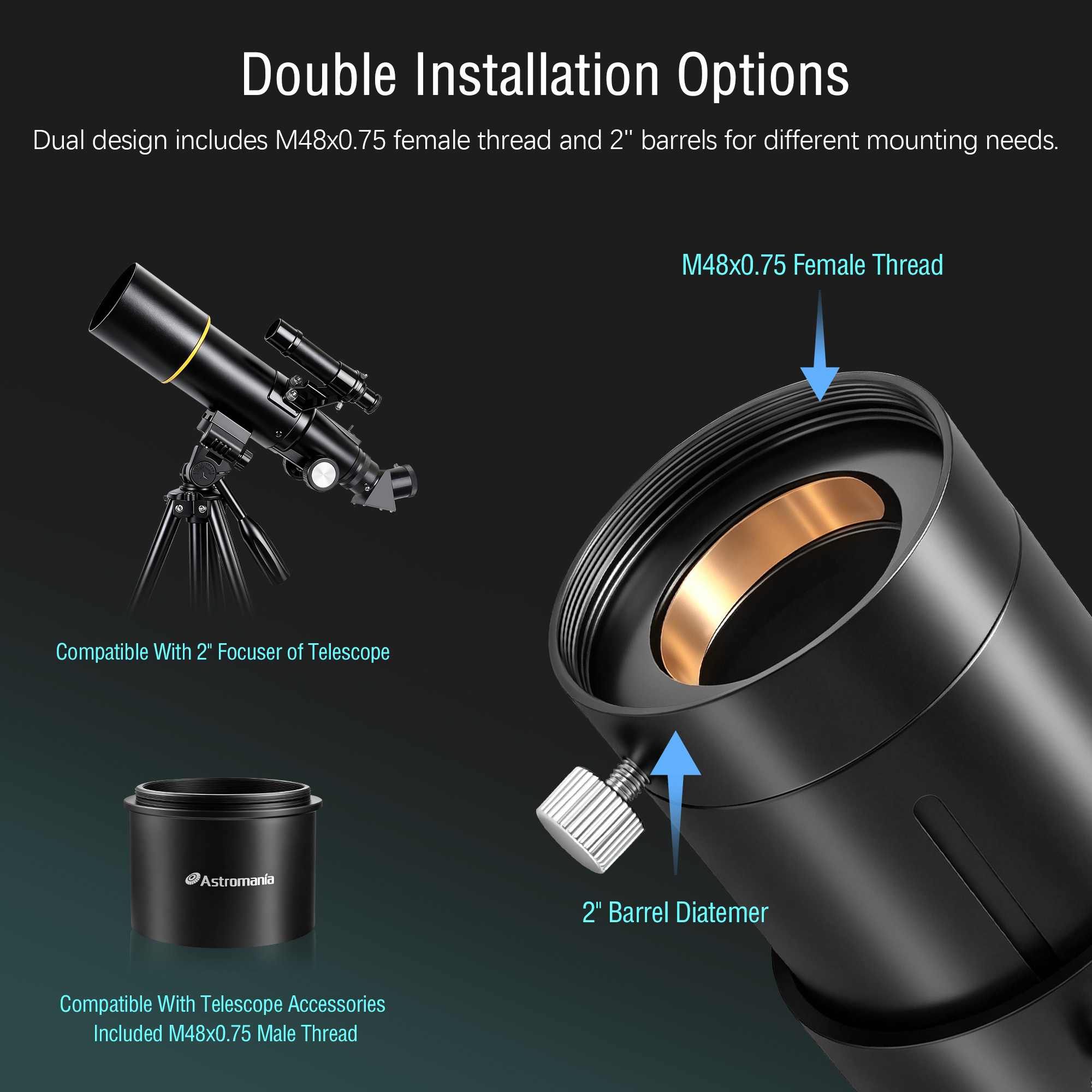 Astromania 2" Variable Universal Camera Adapter