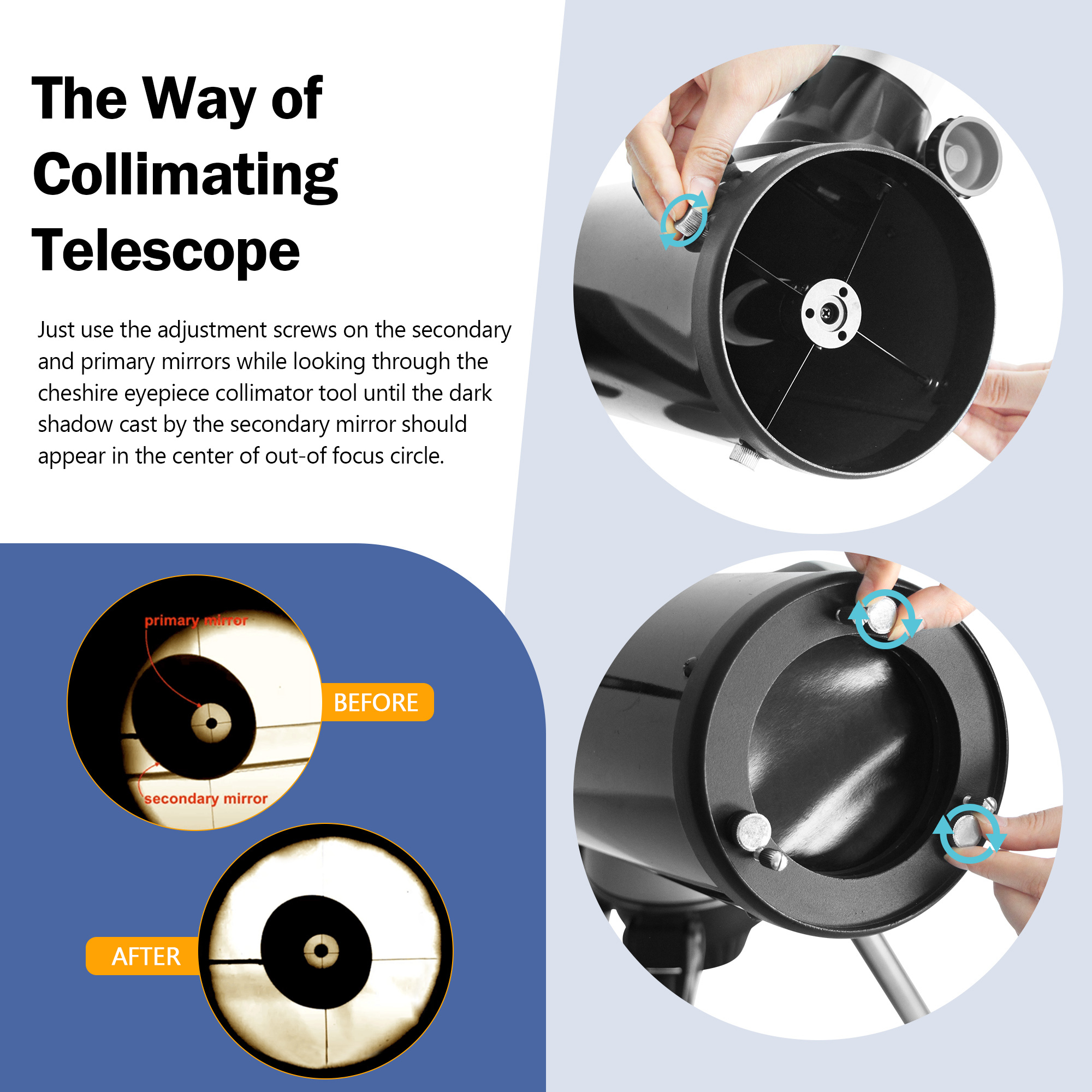 Astromania 1.25Inch Metal Collimating Cheshire Eyepiece without Laser for Newtonian Reflector Telescope - Long Version