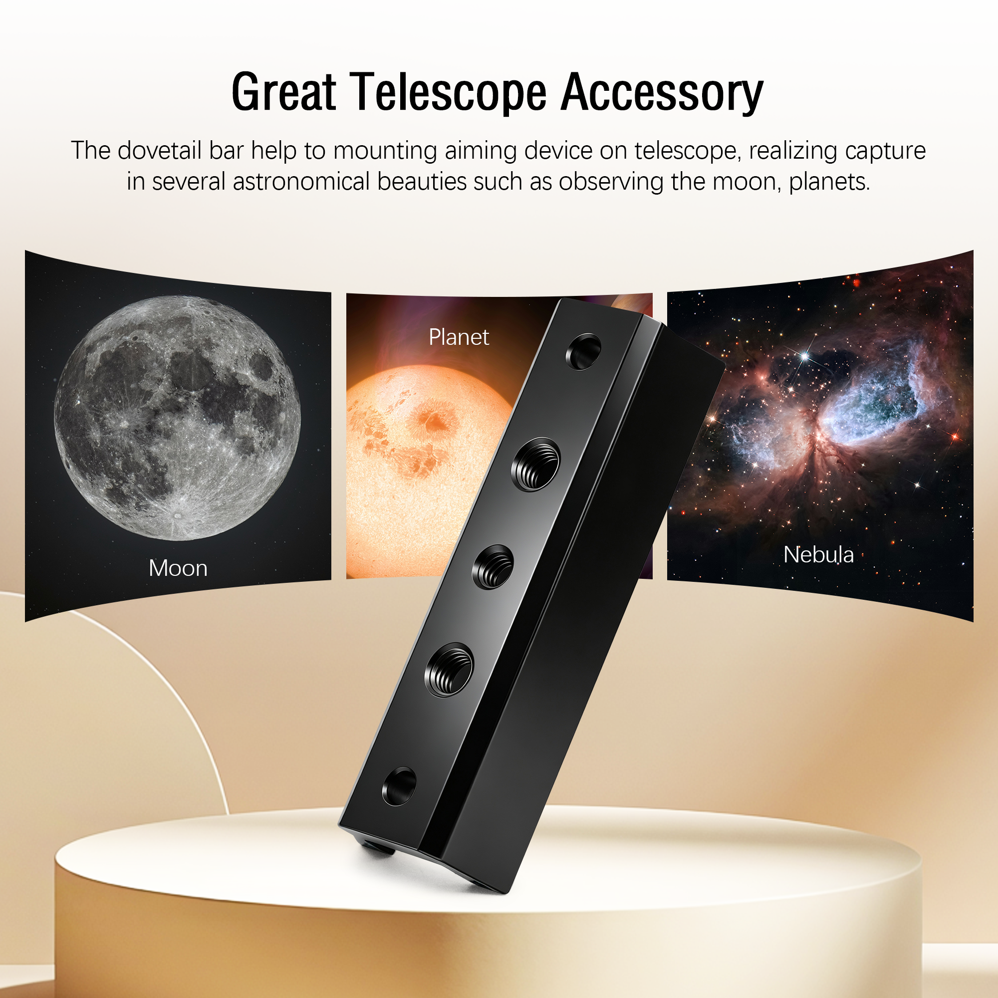 Astromania Finder Scope Dovetail Mount Plate, Dovetail Bar Finder Scope Base Finderscope Guidescope Bracket Rail Plate Holder, Telescope Accessories Fit Dovetail Mounting Base on Most Astronomical Telescopes