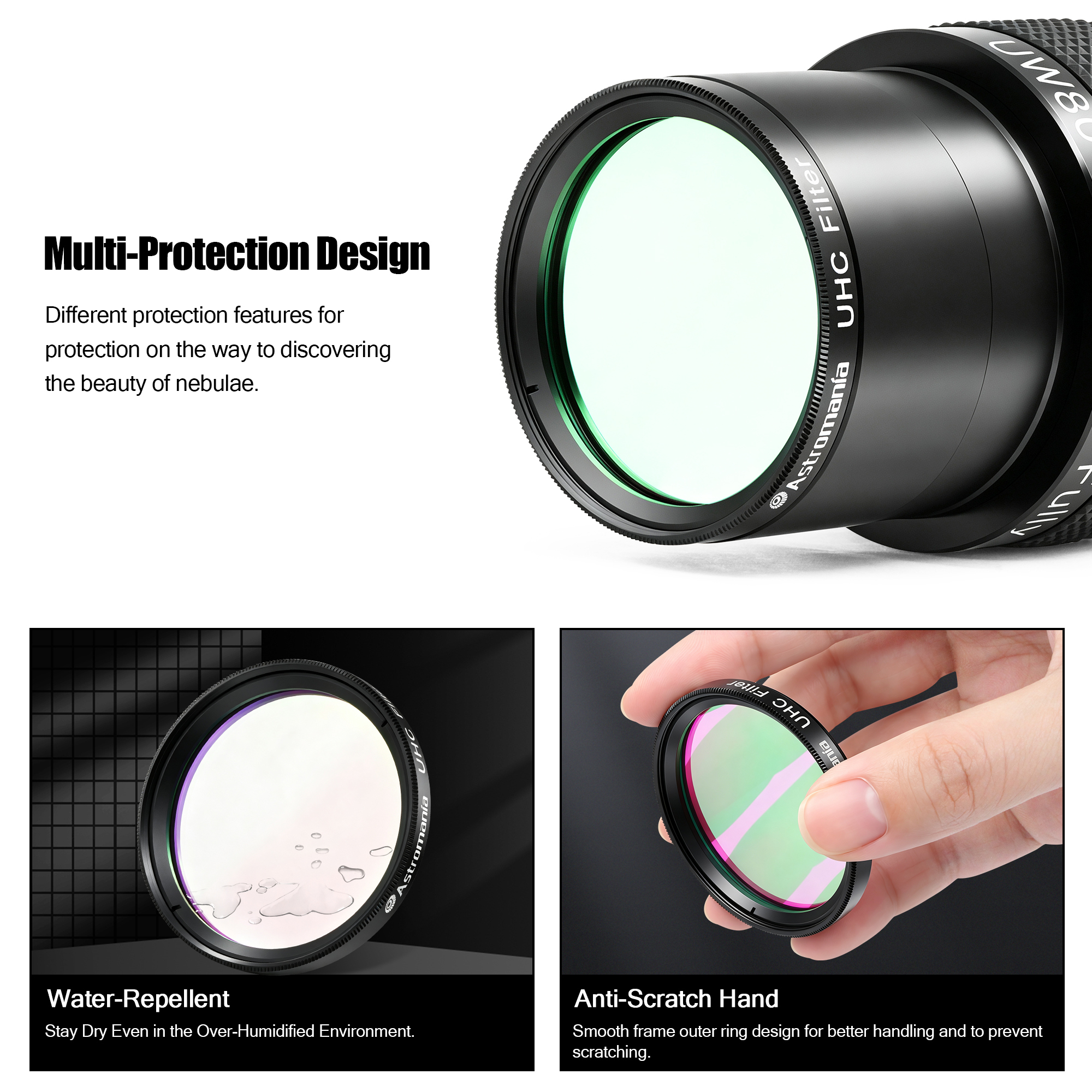 Astromania Telescope UHC Filter 2 Inch, Telescope Filter Improve Image Contrast Reduces Light Pollution, Telescope Accessories Nebula Filter for Superb Views of Orion, Swan and Other Extended Nebulae