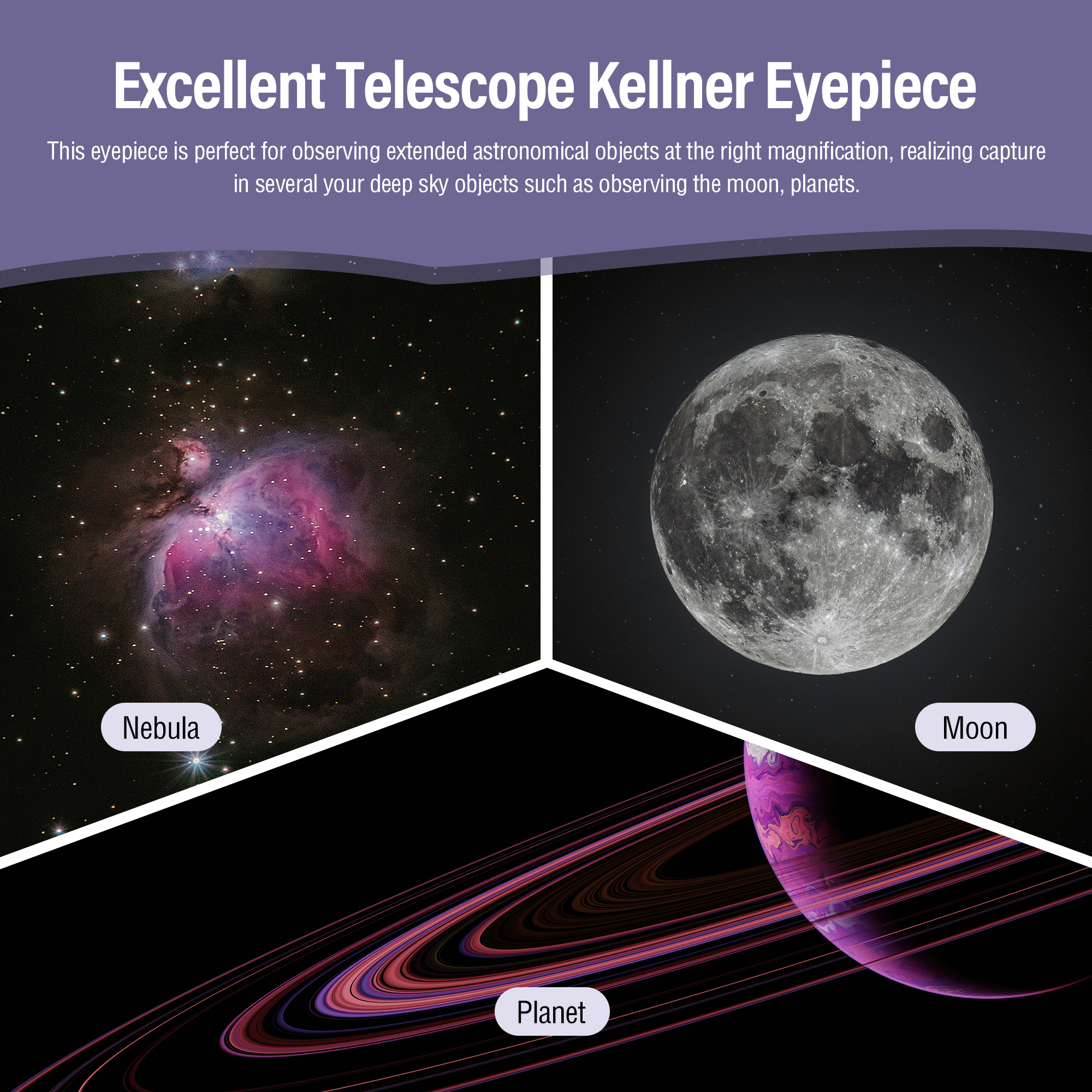 Astromania Eyepiece for Telescope 2 inch, Kellner Wide Angle Eyepiece 55 Degree 32mm Fully Multi-Coated Telescope Lense, Telescope Eyepiece Telescope Accessory with Filter Thread for Astronomical Observation