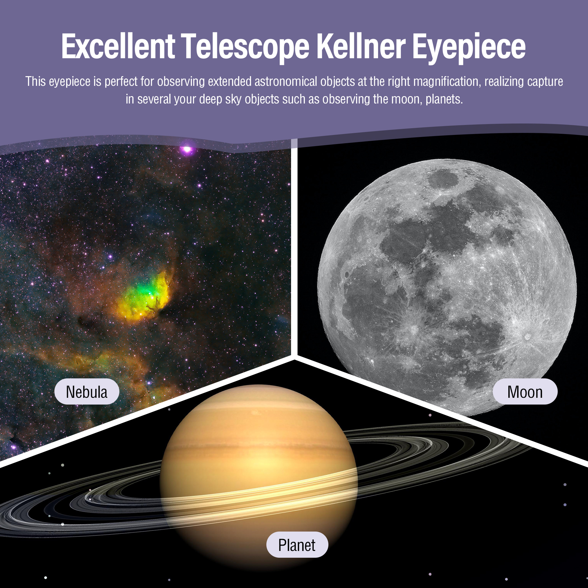 Astromania Eyepiece 2 Inch Telescope Lense 40mm, Telescope Kellner Eyepiece Wide Angle 55 Degree for Astronomical Observation, Telescope Accessories with Filter Thread & Fully Multi-Coated Lense