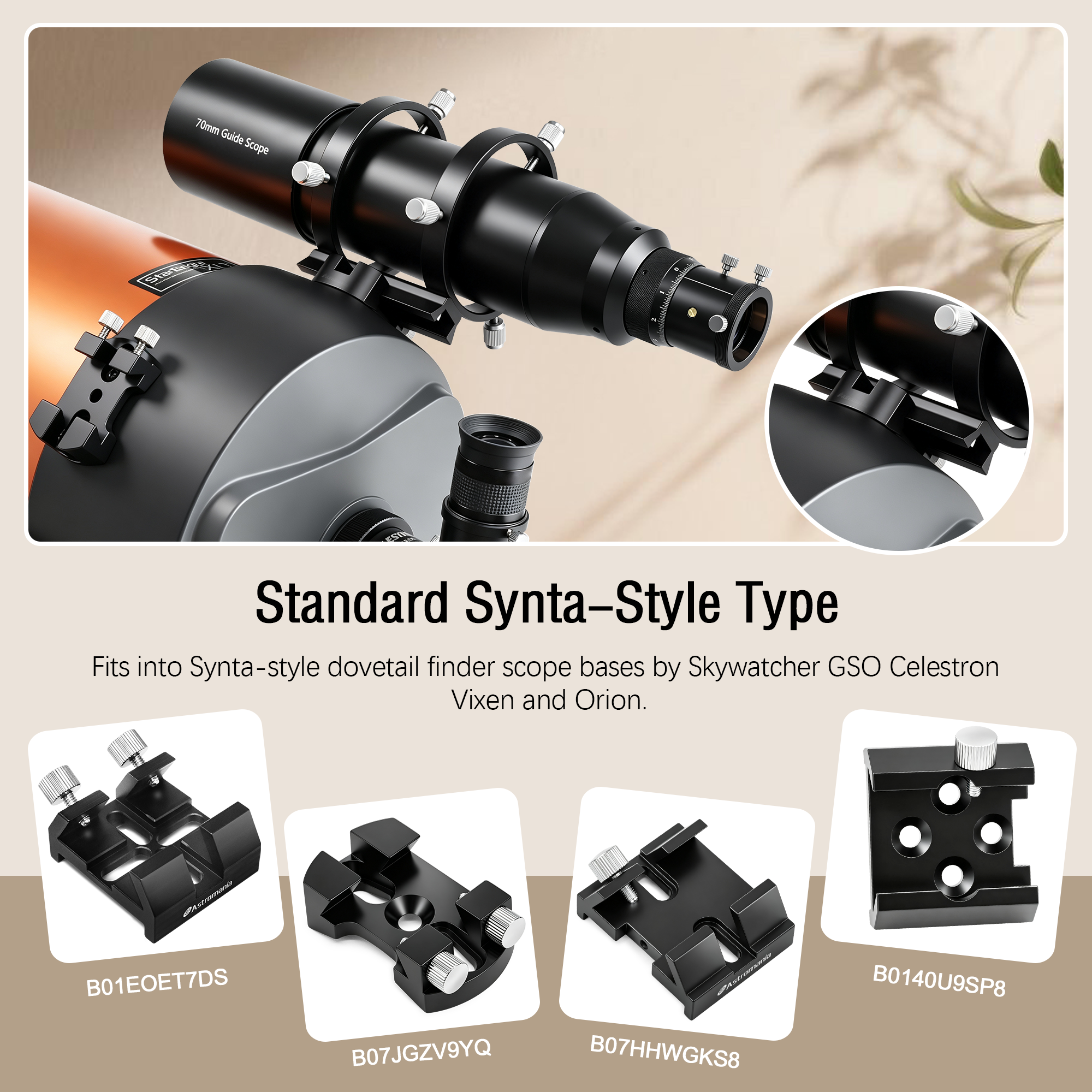 Astromania Finder Scope Dovetail Mount Plate, Dovetail Bar Finder Scope Base Finderscope Guidescope Bracket Rail Plate Holder, Telescope Accessories Fit Dovetail Mounting Base on Most Astronomical Telescopes