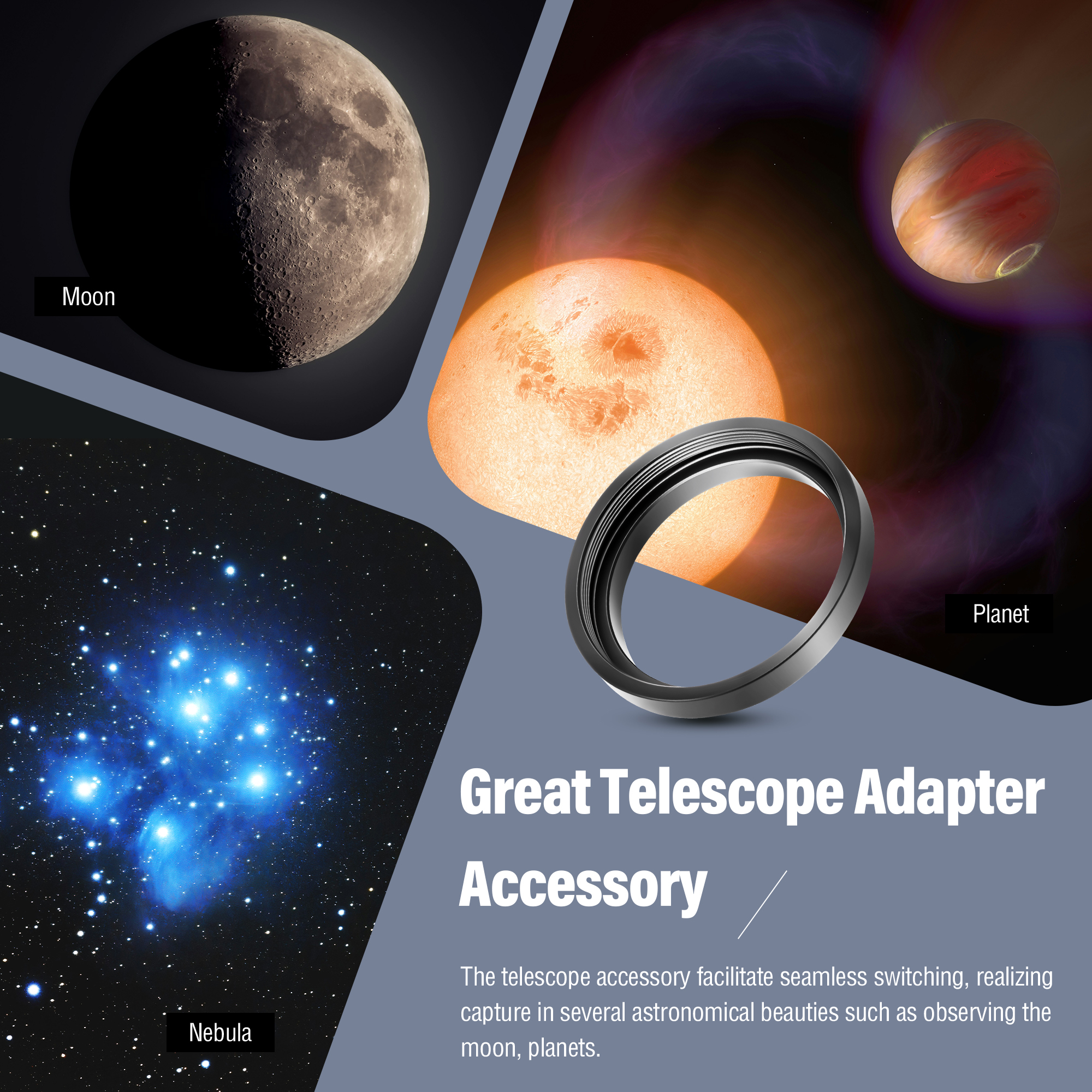 Astromania M43x0.75 Female to M42X0.75 T/T2 Male Thread Telescope Adapter-The camera adapter for Astromania 1.25"/2"-70 Degree Super Wide Angle (SWA)