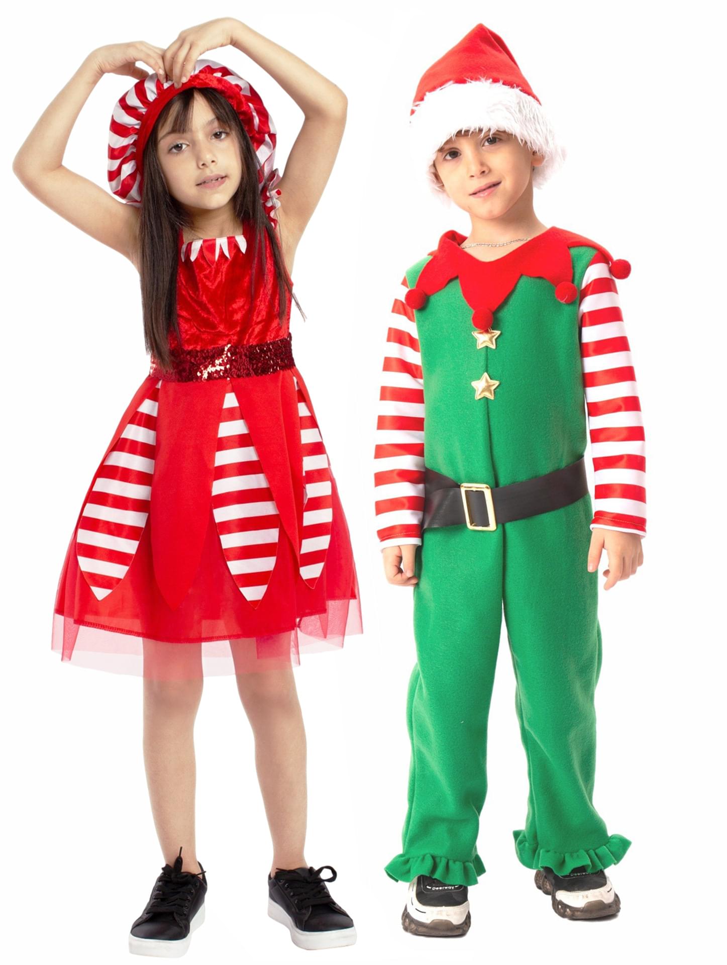 Brother And Sister Siblings Christmas Elf Cosplay Outfits