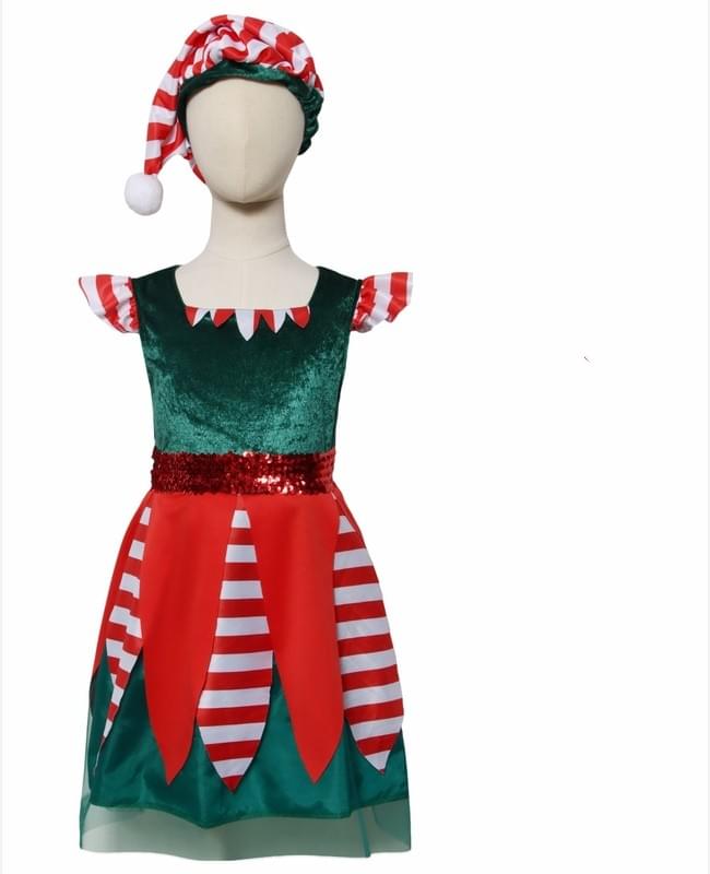 Girl Christmas Elf Dress Cosplay Costume Green