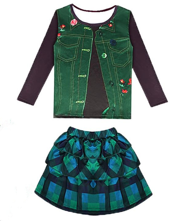 Girl Zoey Zombies 2 halloween Costume Dress Two Set Kids Green