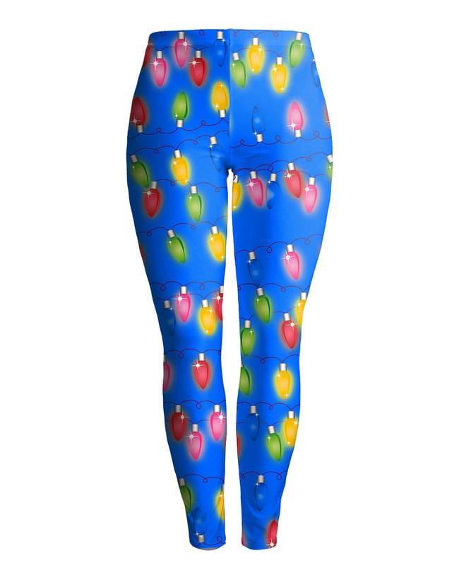 Blue Christmas Light High Waisted Leggings Women