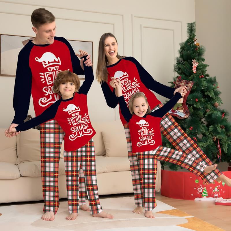 Women Elf Print Matching Family Christmas Holiday Pajamas