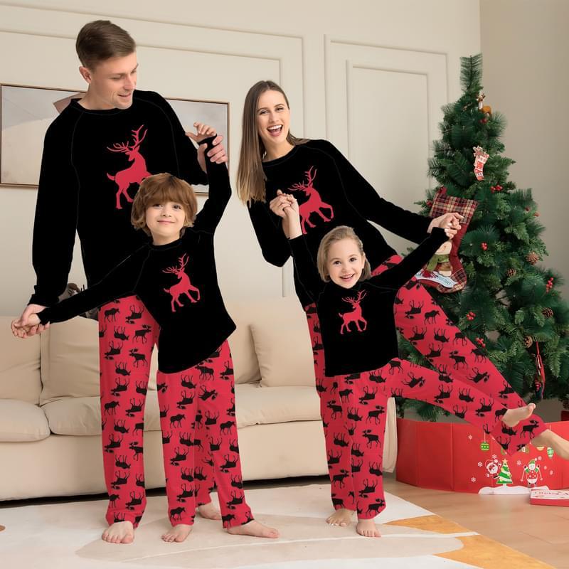 Men Plus Size Reindeer Print Matching Family Christmas Pjs