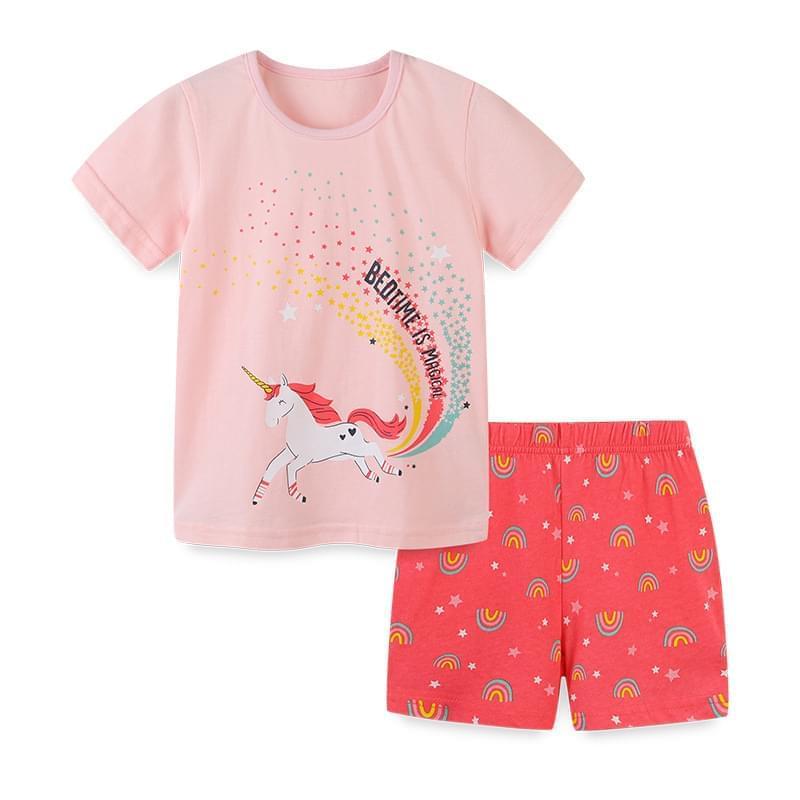 Cute Girl Shorts And Unicorn Print T Shirt 2 Piece Outfits