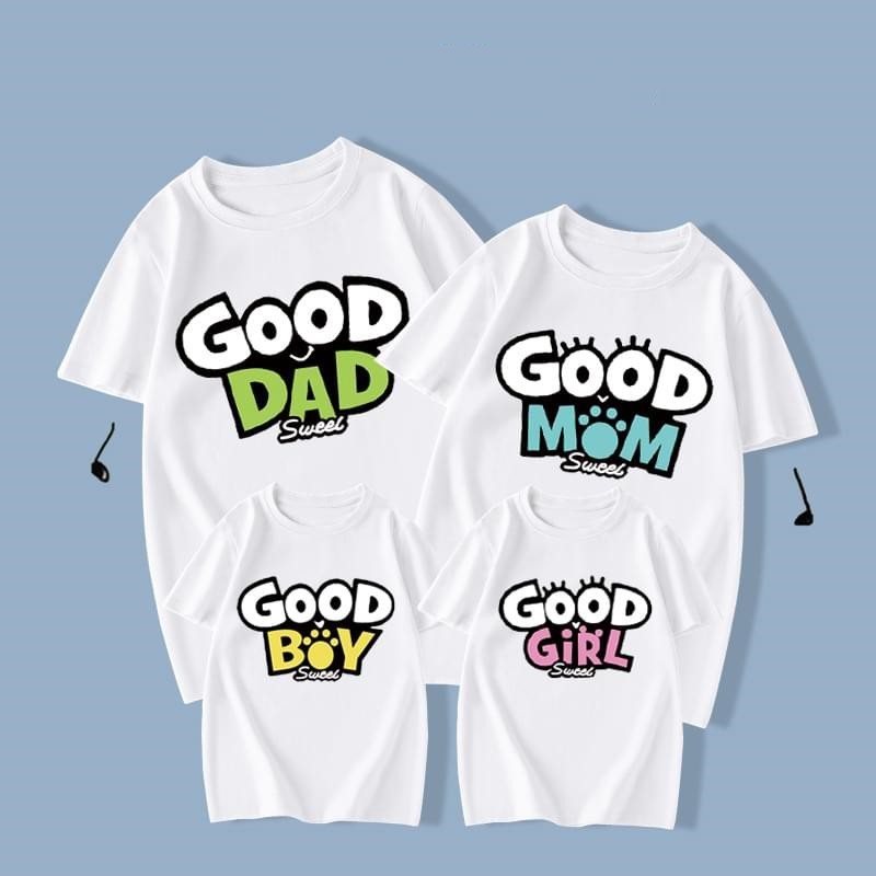 Goog Mom Dad Short Sleeve Family T Shirt Ideas White