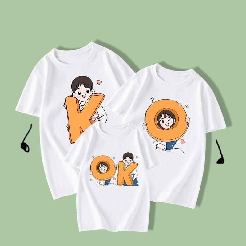 White Ok Print Family Short Sleeve T Shirts For 3 Online
