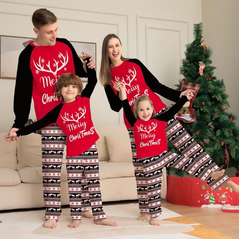 Plus Size Merry Christmas Print Matching Family Christmas Pjs