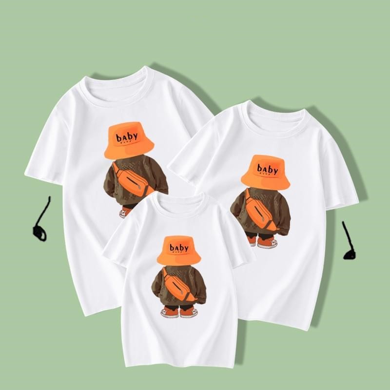 Family T Shirts Set Of 3 Baby Print Women Short Sleeve Shirt