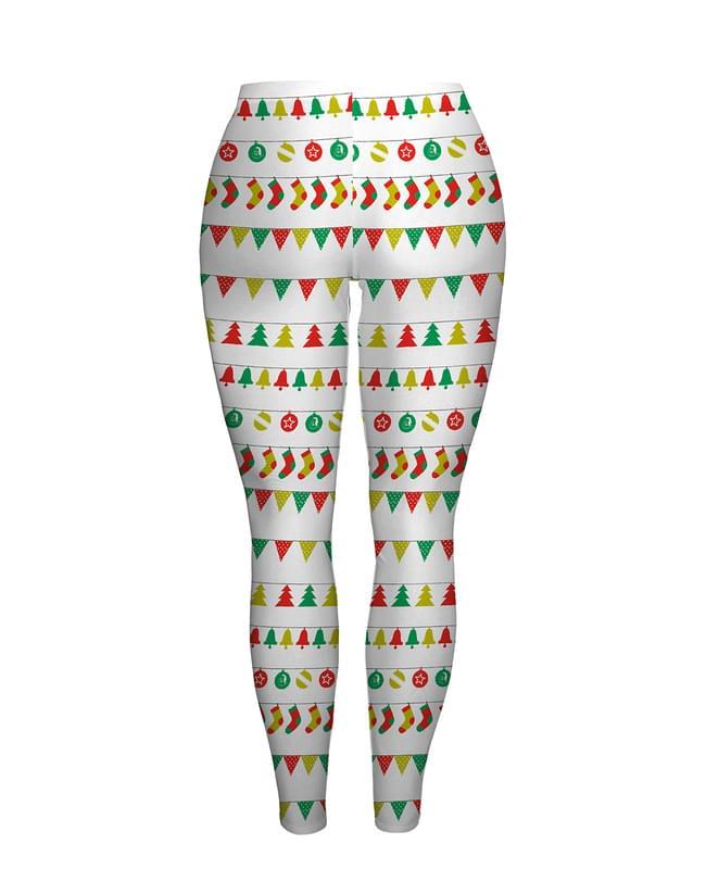 White Christmas  Tree Socks Print Leggings Women