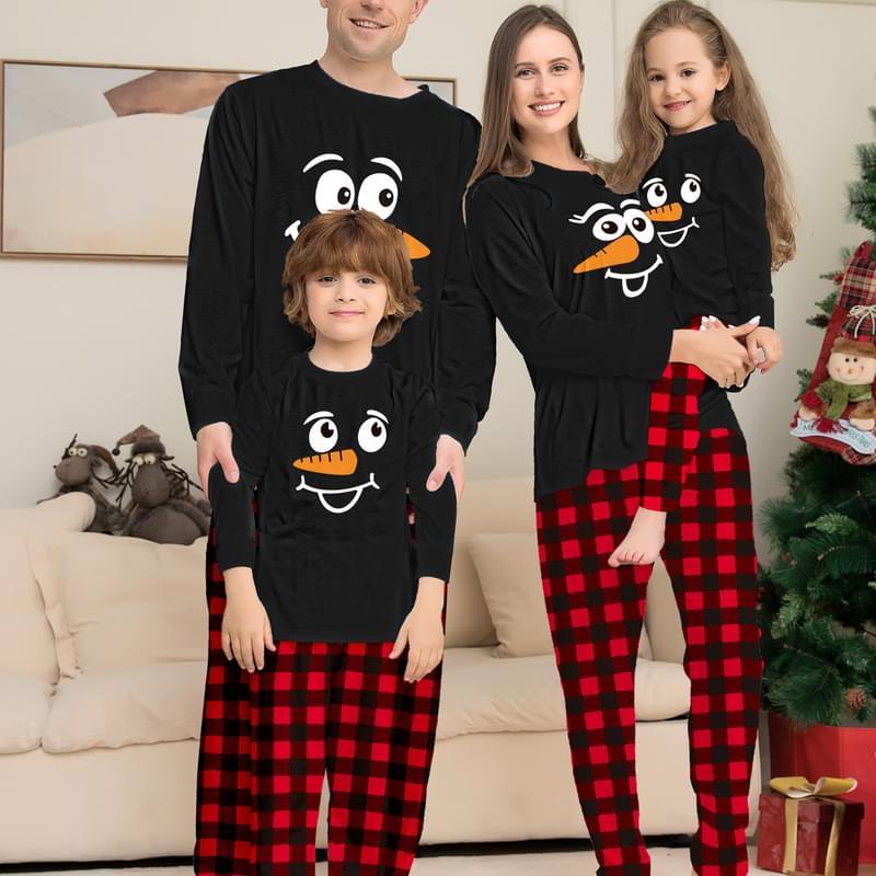 Kids Plaid Olaf Print Matching Family Christmas Pjs