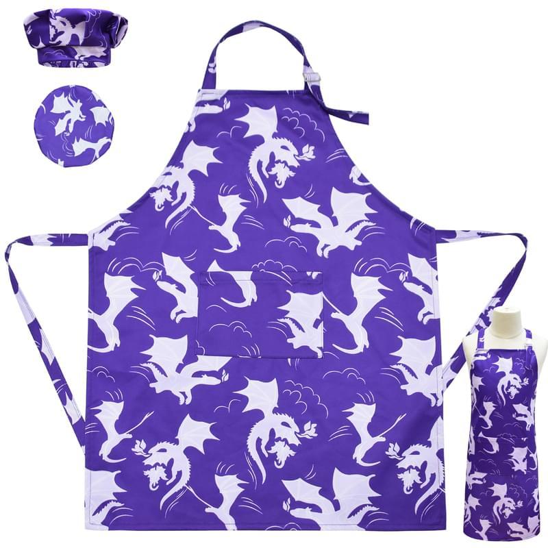 Boy Dinosaur Print Cooking Apron With Chef Hat