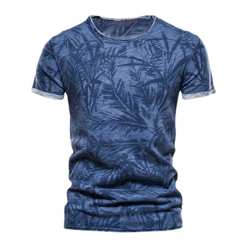 Blue Big And Tall Leaf Print Xxl T Shirts Mens