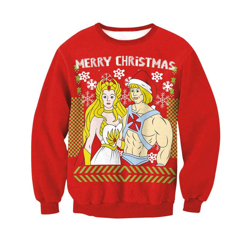 Red Men Merry Christmas Print Ugly Xmas Sweatshirt