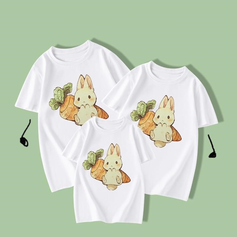 Funny Family Shirts Rabbit Print Short Sleeve Top