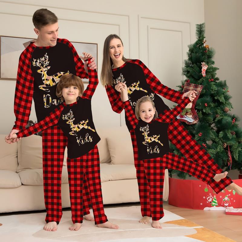 Kids Daddy Mommy Print Matching Family Christmas Pjs