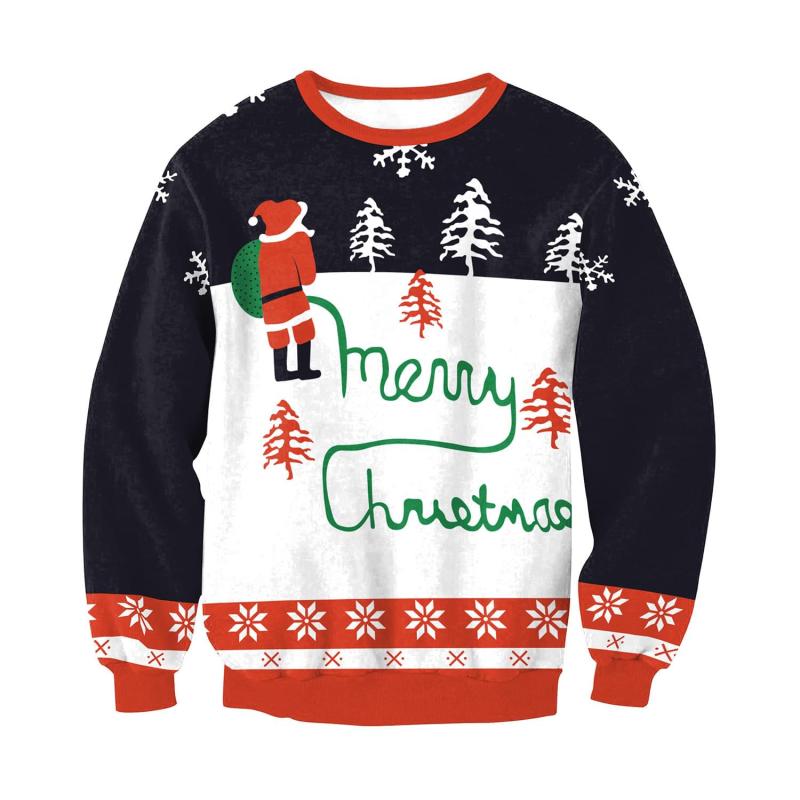 Cute Unisex Merry Christmas Print Ugly Xmas Sweatshirt