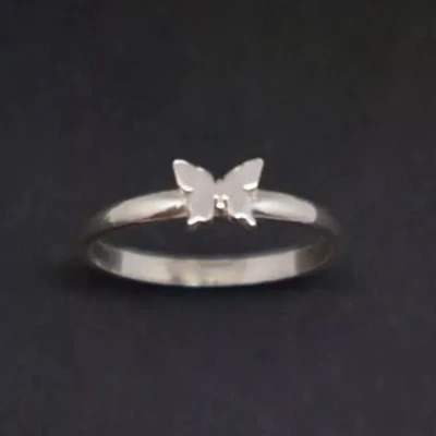 His And Her Promise Silver Matching Butterfly Couple 2Pcs Ring