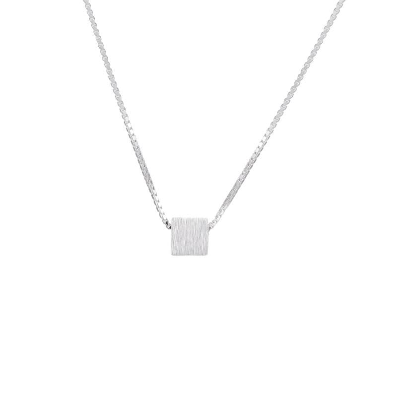 Ladies Sterling 925 Square Cube Clavicle Necklace