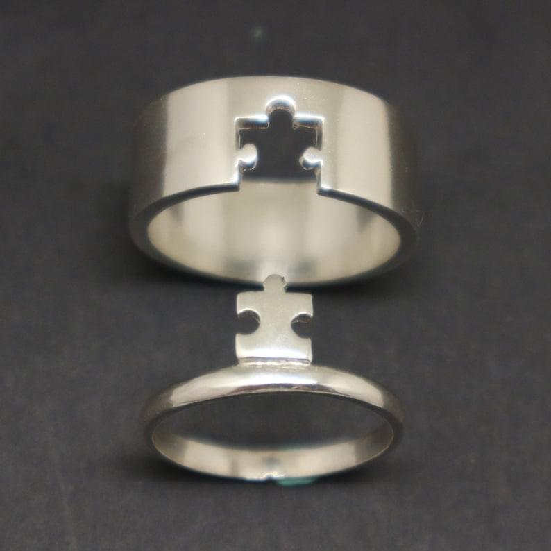 Matching Puzzle Couple Promise 2pcs Rings