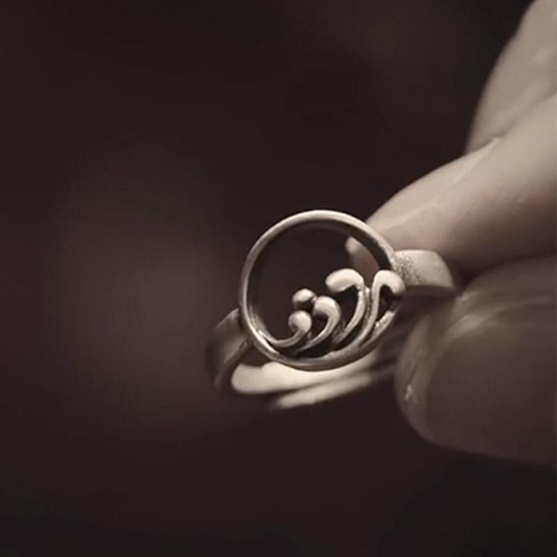 Silver mountain the ocean matching couple ring for friendship