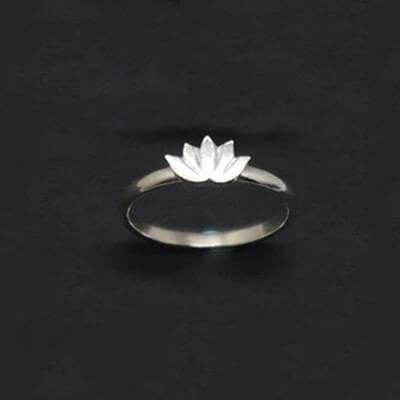Silver Matching Lotus Flower Rings For Couples His And Her Gift