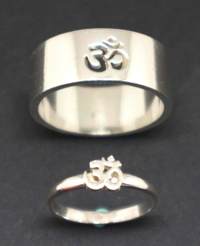 Silver Matching Om Promise Rings For Couples Boyfriend Gift