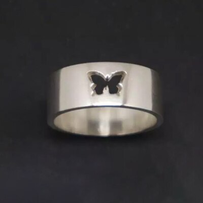 His And Her Promise Silver Matching Butterfly Couple 2Pcs Ring