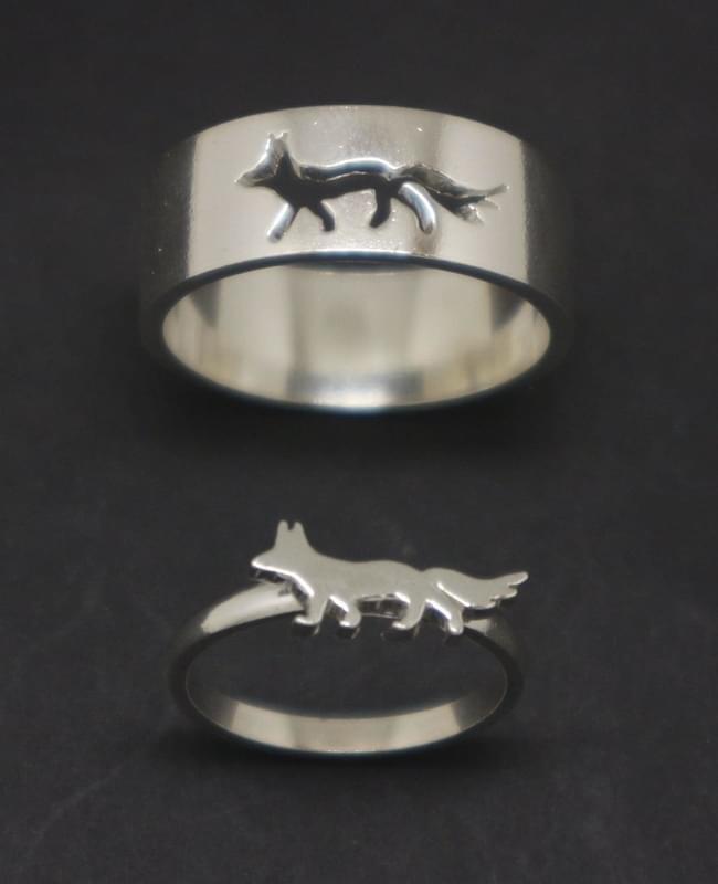 Silver Matching Fox Couple Ring Boyfriend Girlfriend Gift