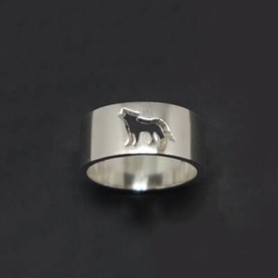 Silver Matching Wolf Couple Ring Boyfriend Girlfriend Gift