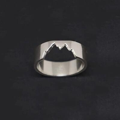 Silver Matching Mountain Couple Ring Nature Lovers Gift