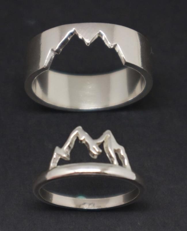 Silver Matching Mountain Couple Ring Nature Lovers Gift