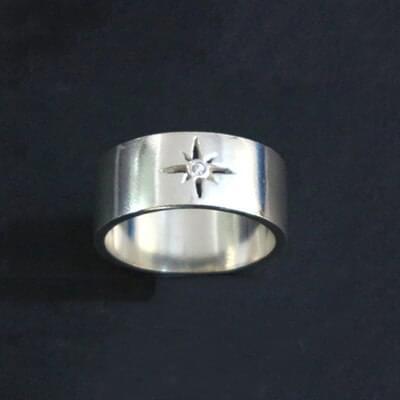 Silver Matching Compass Couple Ring Boyfriend Girlfriend Gift