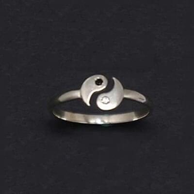 His And Her Silver Yin Yang Matching Promise Rings For Couples