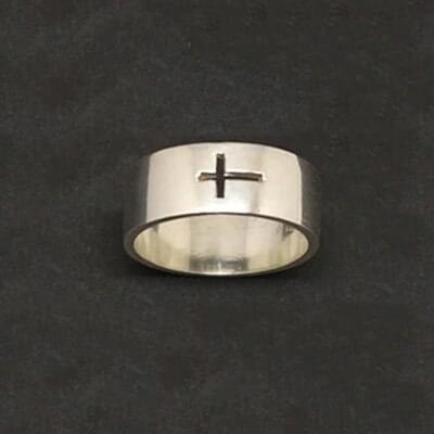 Silver Matching Cross Couples Rings Boyfriend And Girlfriend