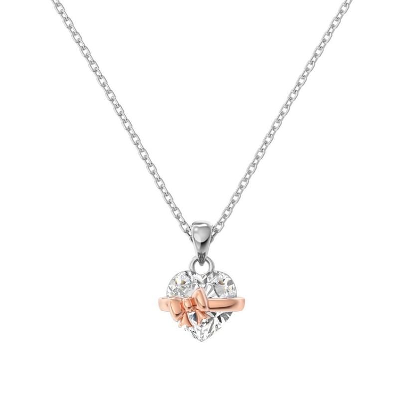 925 Bow Small Heart Charms Necklace For Gf