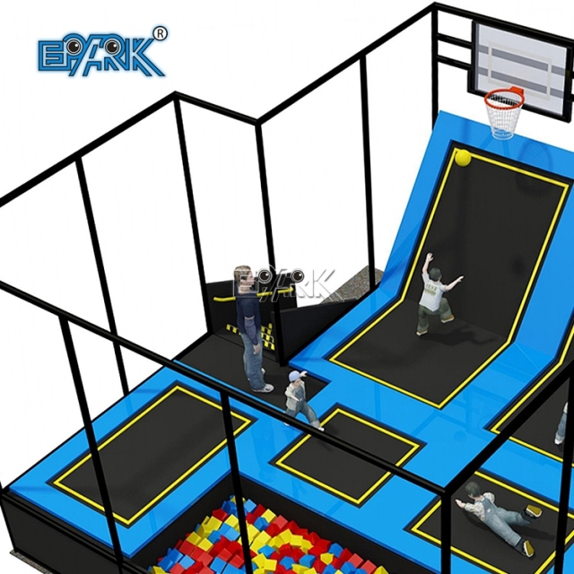 Trampolín comercial de alta calidad para interiores y exteriores, parque infantil con red protectora.