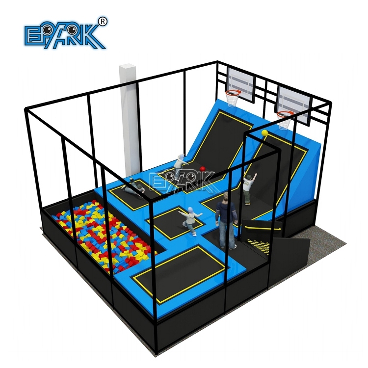 Trampolín comercial de alta calidad para interiores y exteriores, parque infantil con red protectora.