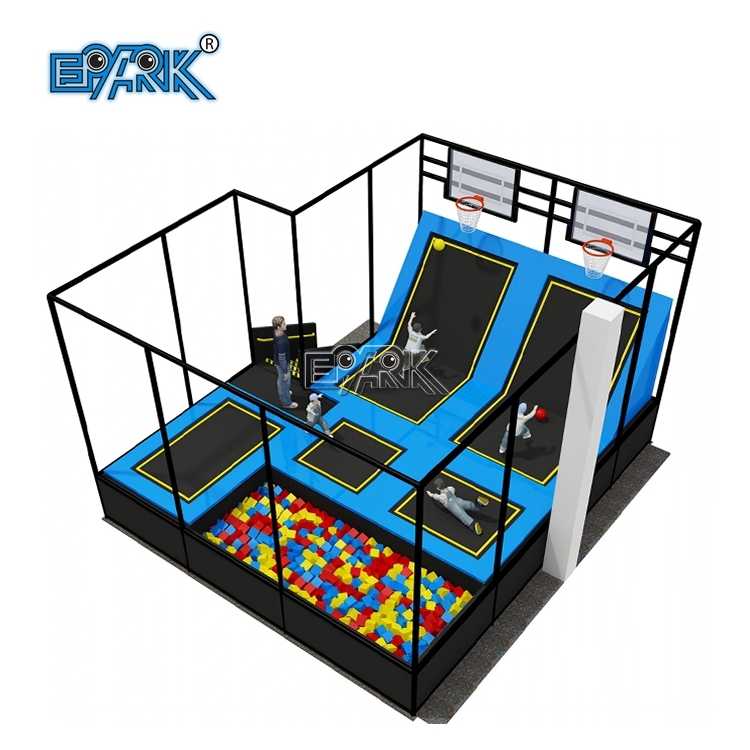 Trampolín comercial de alta calidad para interiores y exteriores, parque infantil con red protectora.