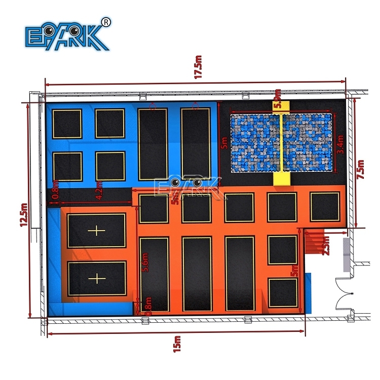 Parque de trampolines de espuma de seguridad para interiores y fabricante de trampolines comerciales para niños.